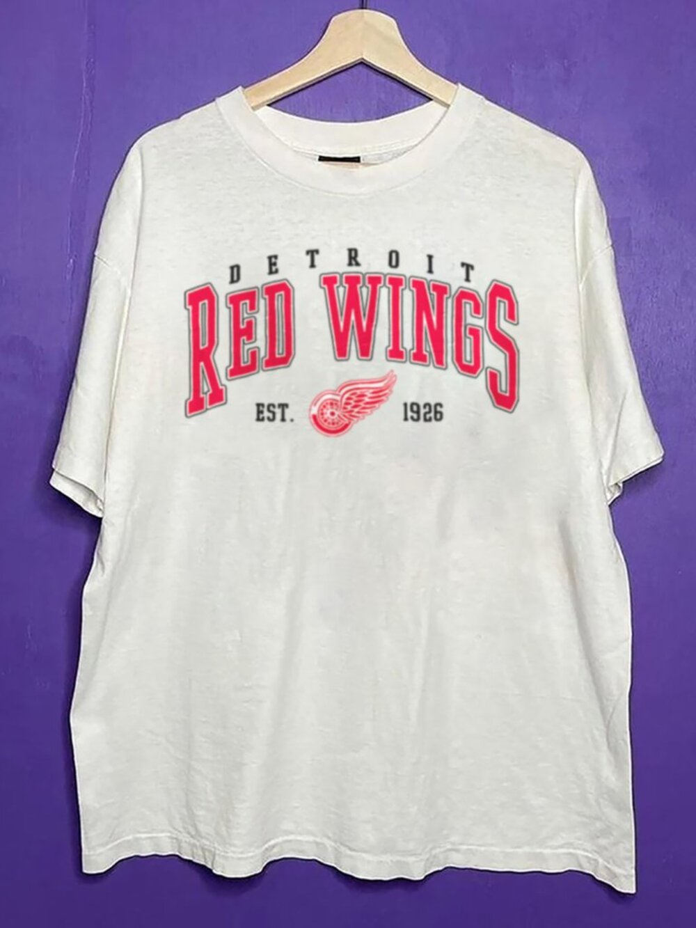 Vintage Detroit Red Wings Hockey Shirt, Detroit Red Wings NHL Big Logo Shirt Tee